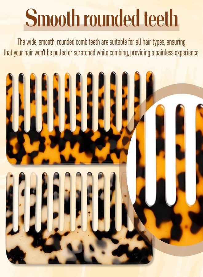 Xyembu Hair Detangling Comb, 4 Packs Wide Tooth Comb, Cellulose Acetate Detangling Combs for Women Thick Curly Wavy Wet and Dry Hair, Rectangles and Semicircles, Tortoise Shell & Ivory - Image 4